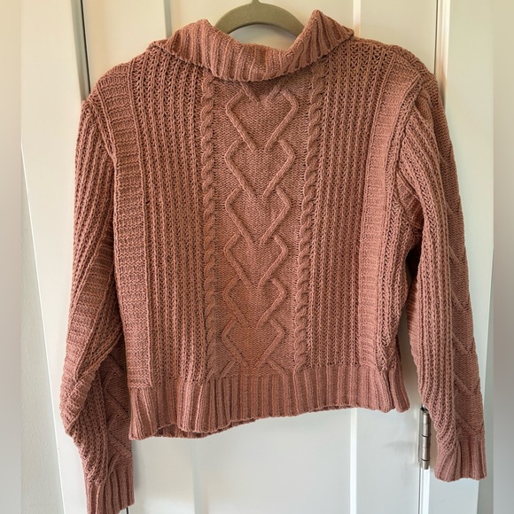 Sincerely Jules Sweater Rose/Mauve Long Sleeve Pullover Cropped V Neck Medium - Picture 6 of 9